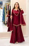 Jf 054 Roman Glass With Real Mirror Work Readymade Suits